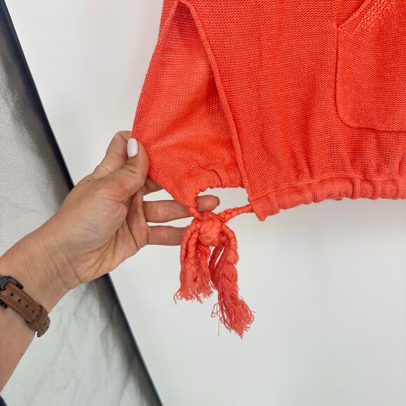 FREE PEOPLE Optimistic Linen Blend Hoodie Pullover Sweater XS Oversized Coral - Picture 7 of 12